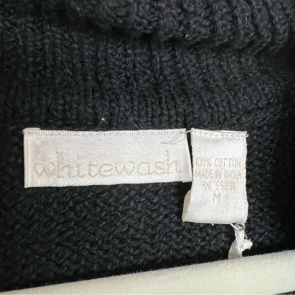 Whitewash Ladimir black and white floral stitch cardigan sweater size Medium